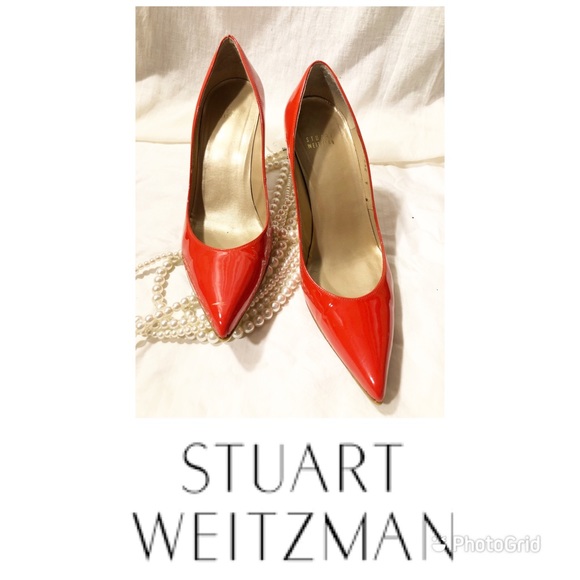 Stuart Weitzman Orange Patent Leather Pumps - Picture 1 of 7